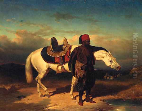 An Arab Horseman And His Steed Oil Painting by French School