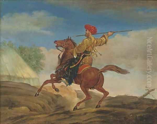 An Ottoman horseman Oil Painting by French School