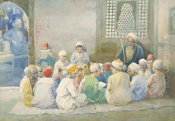 Children studying the Koran, Cairo Oil Painting by French School