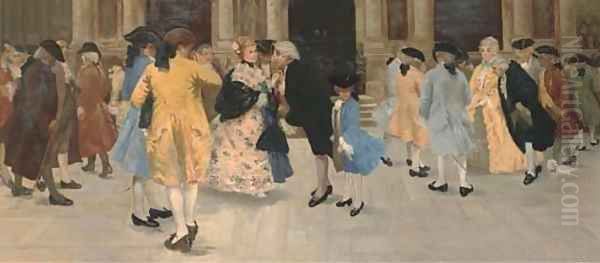 Elegant company at court Oil Painting by French School