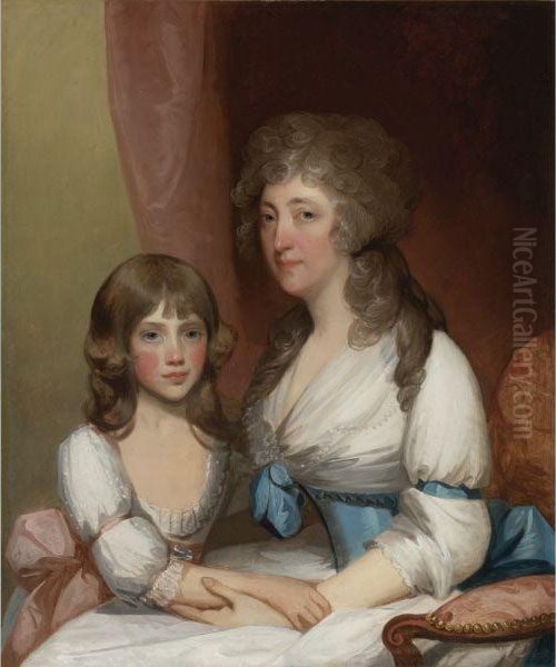 Portrait Of Mrs. Dick And Her Daughter Oil Painting by Gilbert Stuart