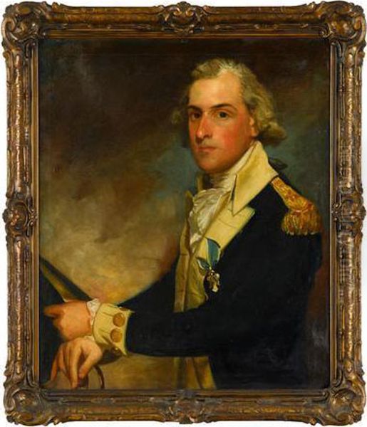 Matthew Clarkson (1758-1825) In Uniform Wearing Society Of The Cincinnati Emblem Oil Painting by Gilbert Stuart