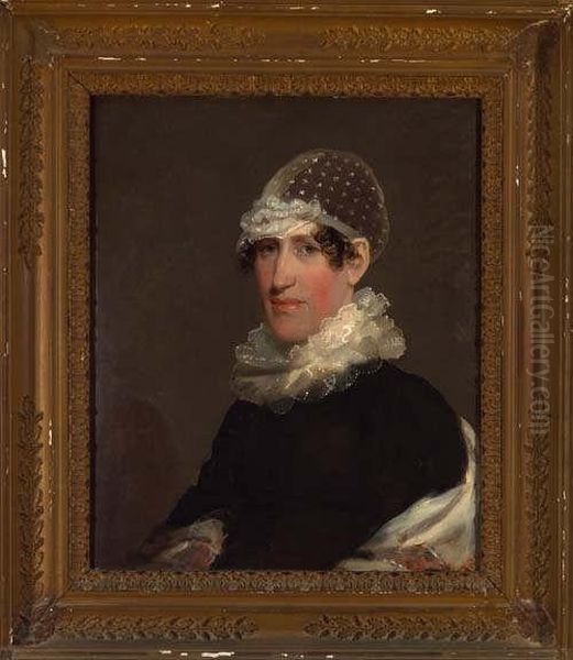 Portrait Of A Woman In Lace Cap And Collar Oil Painting by Gilbert Stuart