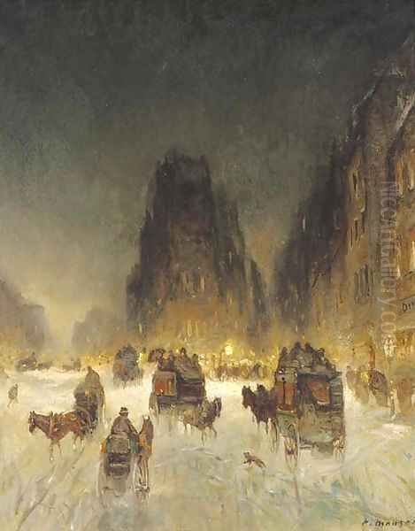 Hiver en Paris Oil Painting by French School