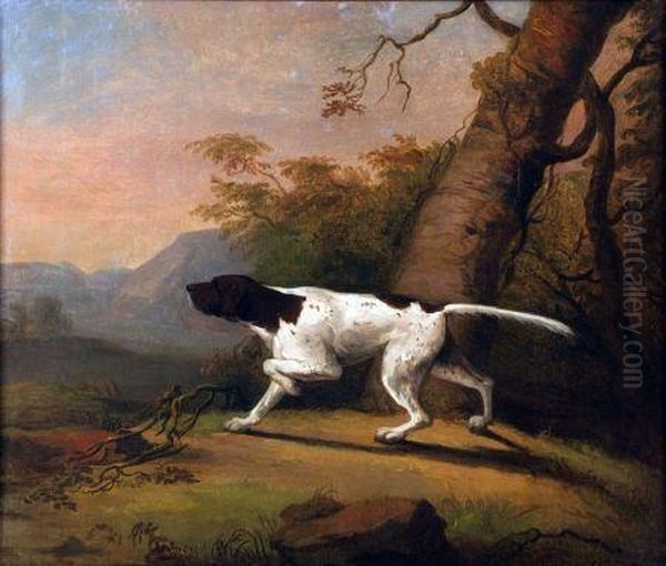 Pointer In A Landscape Oil Painting by George Stubbs