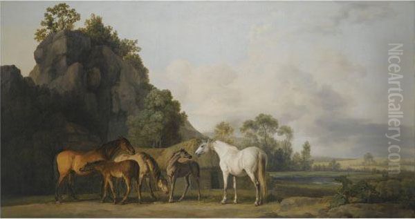 Brood Mares And Foals Oil Painting by George Stubbs