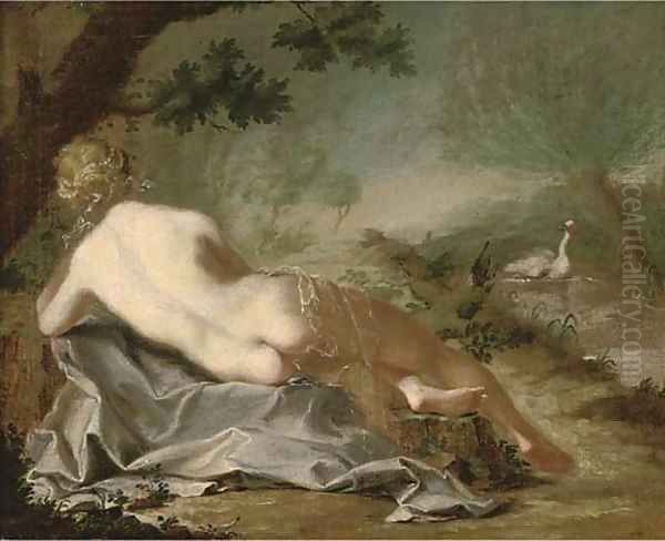 Leda and the swan 2 Oil Painting by French School