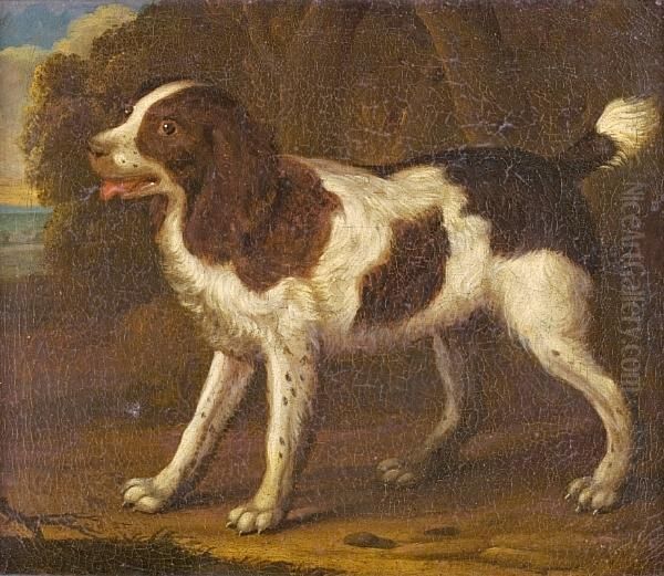 Spaniel In A Landscape Oil Painting by George Stubbs