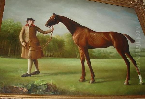 A Chestnut Horse And Groom Oil Painting by George Stubbs