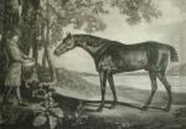 Horse And Groom; Mezzotint And Aquatint Oil Painting by George Stubbs