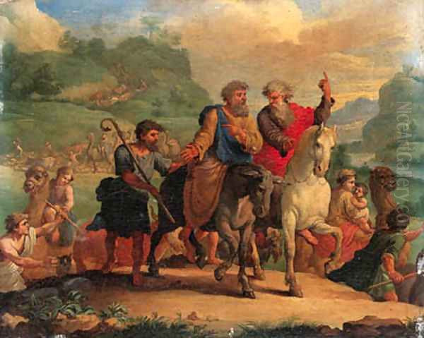 Moses and Aaron leading the Israelites in the Exodus Oil Painting by French School