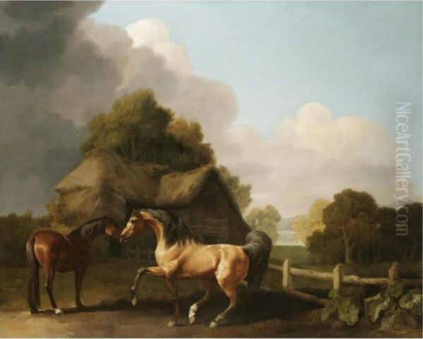 Stallion And Mare Oil Painting by George Stubbs