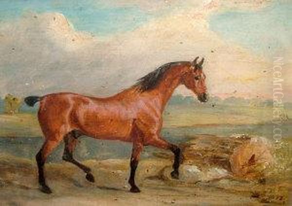 Chestnut Hunter In A Landscape Oil Painting by George Stubbs