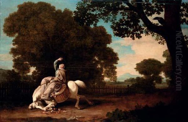 The Farmer's Wife And The Raven Oil Painting by George Stubbs