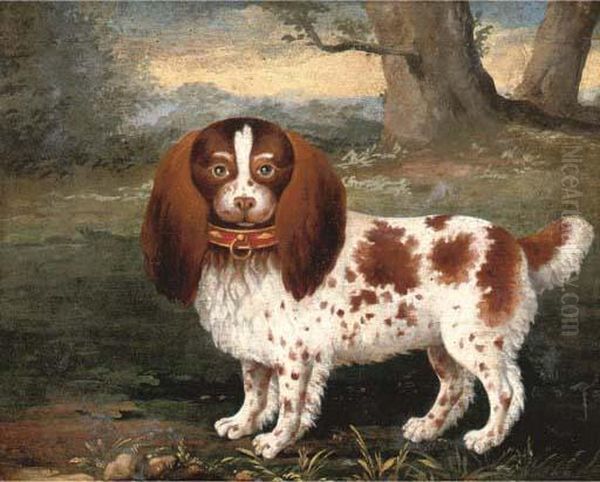 A Spaniel In A Landscape; And A Pomeranian In Landscape Oil Painting by George Stubbs