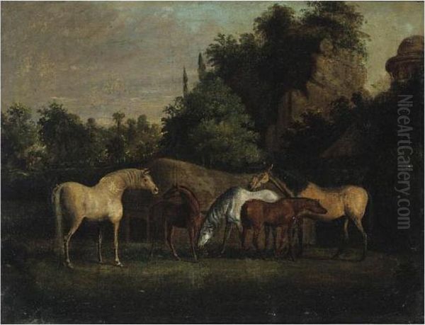 Brood Mares Oil Painting by George Stubbs