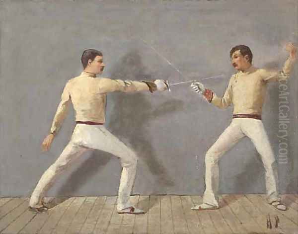 The Fencers Oil Painting by French School