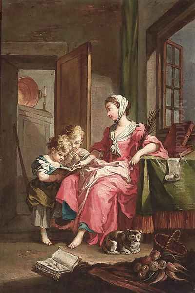 The lesson Oil Painting by French School