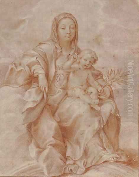 The Madonna and Child holding an olive branch Oil Painting by French School