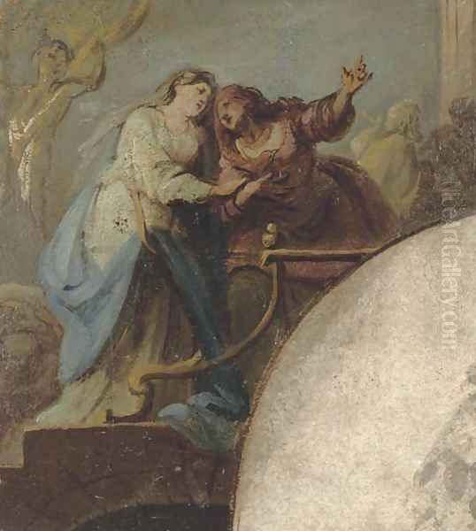 The Visitation Study for a pendentive Oil Painting by French School