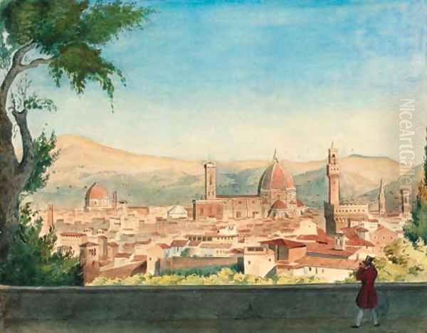 Vue generale de Florence prise des jardins Boboli Oil Painting by French School