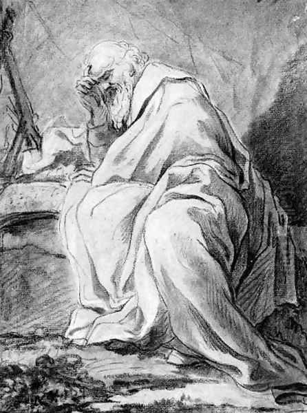 A hermit in prayer Oil Painting by French School