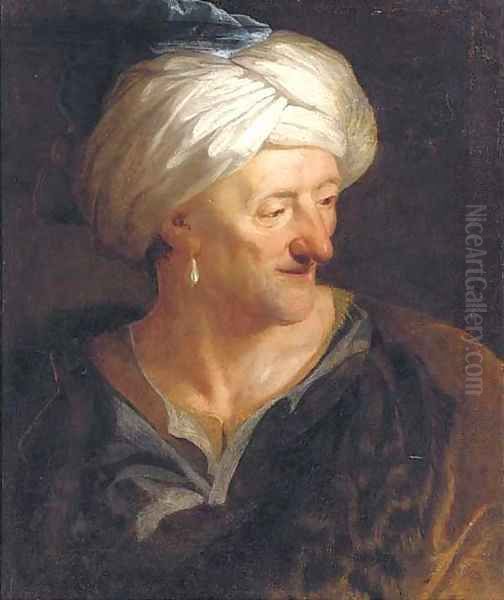 A man in Oriental costume Oil Painting by French School