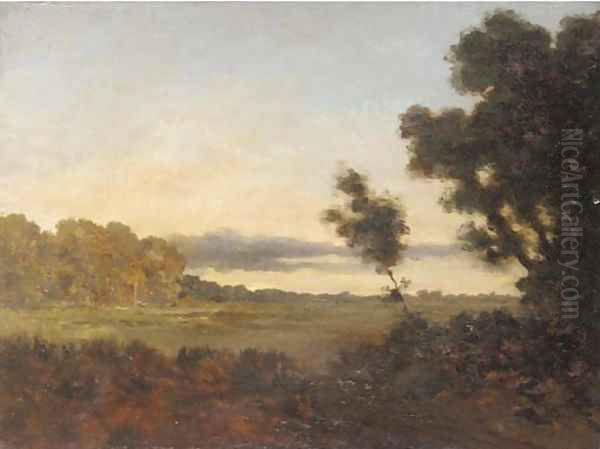 Landscape at dusk Oil Painting by French School