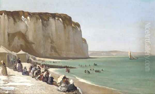 Plage de Dieppe Oil Painting by French School