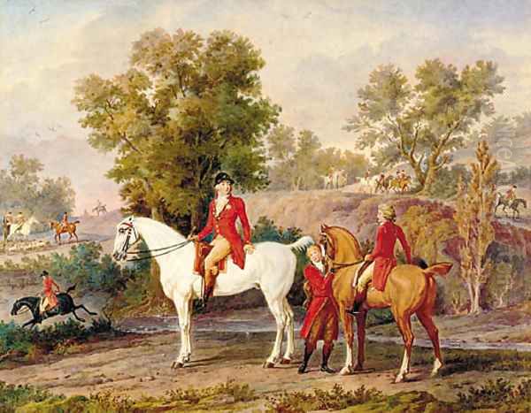 The Duke of Orleans and his son, The Duke of Chartres, hunting Oil Painting by French School