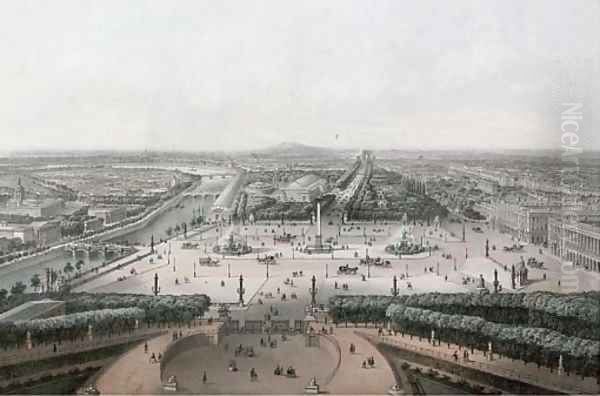 Vue de la Place de la Concorde et des Champs-Elysees Oil Painting by French School