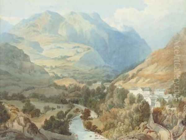 An Alpine valley near Grenoble Oil Painting by William Henry Stothard