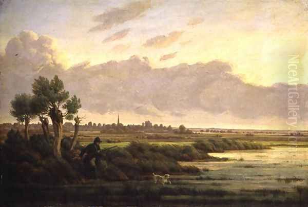 On the Alster at Winterhude, 1834 Oil Painting by Heinrich Stuhlmann