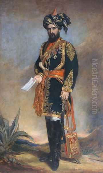 Colonel Probyn CB VC 1833-1924 Honorary ADC to the Viceroy of India and HMs Indian Cavalry, c.1867 Oil Painting by James Rannie Swinton