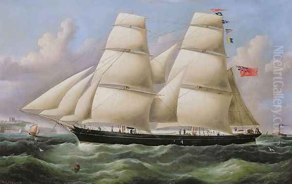 A Two Masted Schooner off Dover Oil Painting by Richard B. Spencer