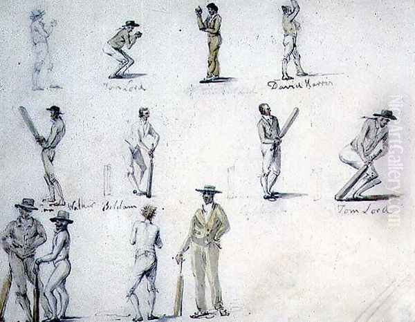 Sketches of Cricketers Oil Painting by George Shepheard