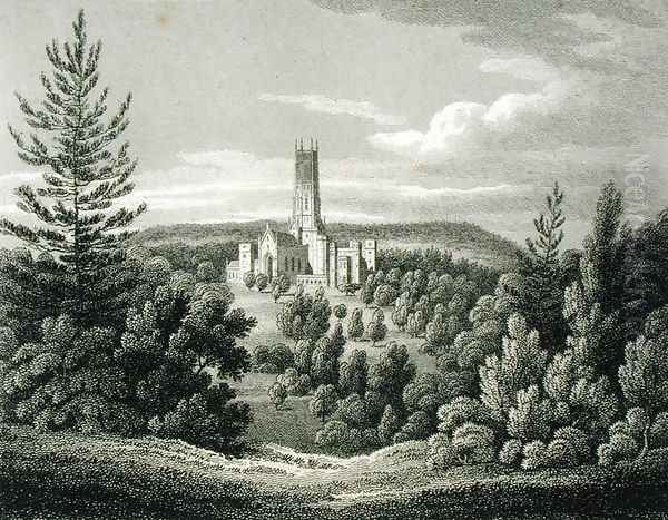 Fonthill Abbey from the Beacon, 1812 Oil Painting by James Storer