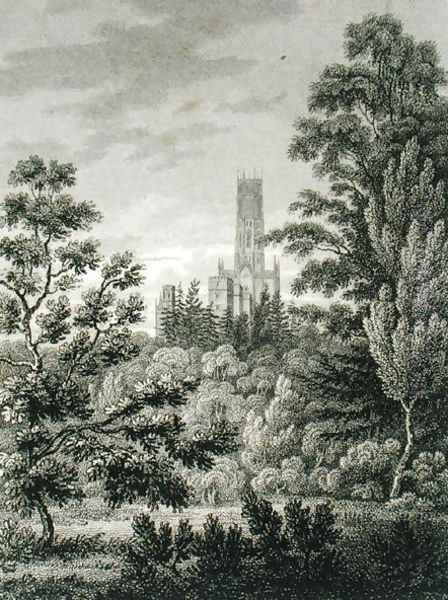 Fonthill Abbey from the American Plantation, published by W. Clarke, New Bond Street, 1812 Oil Painting by James Storer