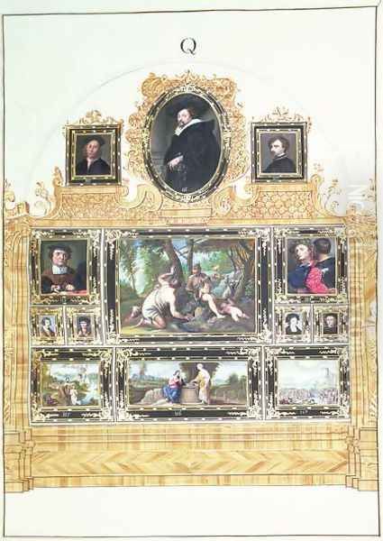 Book I f.Q Painted Inventory of Emperor Charles VIs Collection in the Stallburg, Vienna, 1720-30 Oil Painting by Ferdinand Storffer or Astorffer