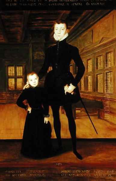 Henry Lord Darnley 1545-67 and Charles, Earl of Lennox 1555-76 after Hans Eworth c.1525-c.1578 Oil Painting by Rhoda Sullivan