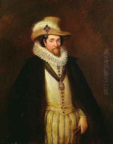 James I of England and VI of Scotland 1566-1625, after John de Critz II c.1600-p.1657 Oil Painting by Rhoda Sullivan