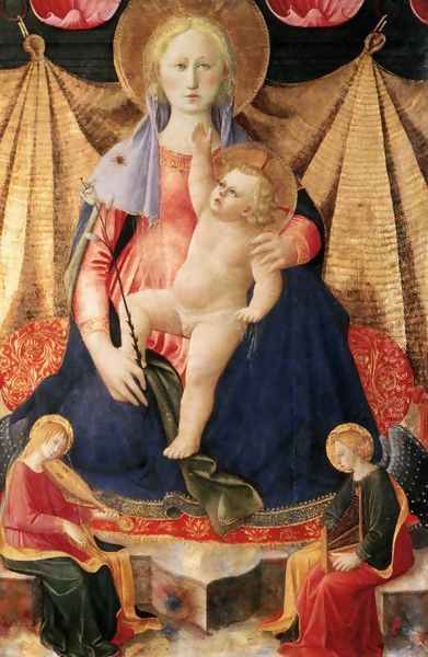 Madonna of Humility with Two Musician Angels 1448-50 Oil Painting by Zanobi Strozzi