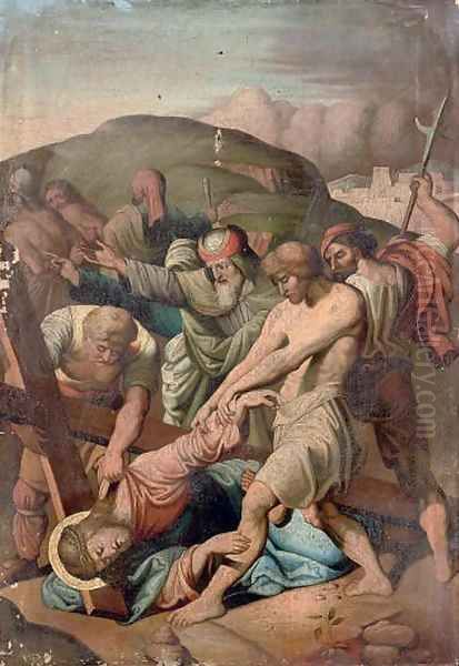 Christ falling under the weight of the Cross Oil Painting by Italian School