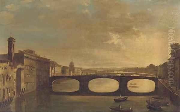 Dusk on the Arno, Florence Oil Painting by Italian School