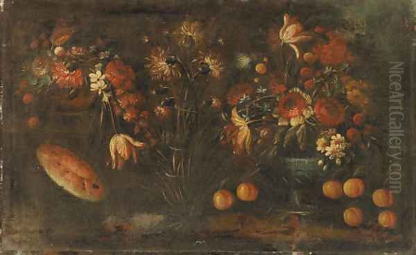 Flowers and Fruit Oil Painting by Italian School