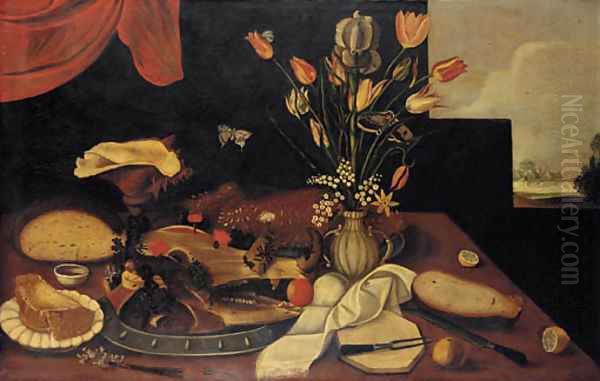 Interior still life with a conch shell Oil Painting by Italian School