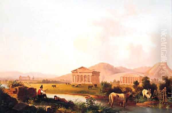 The Temples Of Paestum Oil Painting by Italian School