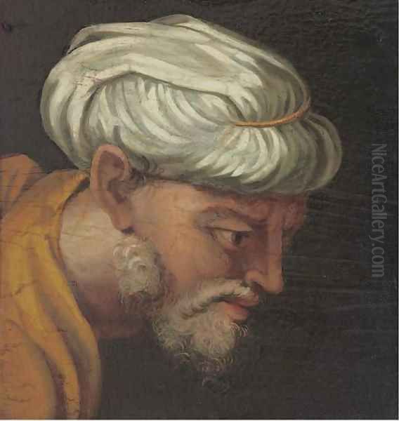 Head of a North African Oil Painting by Italian School