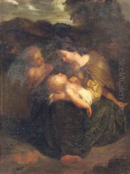 The Virgin and Child with the young Saint John the Baptist in a landscape Oil Painting by Italian School