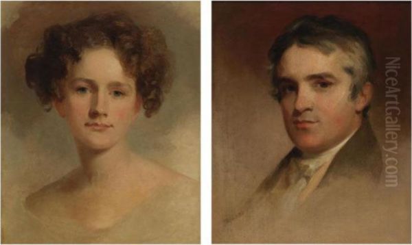 Portrait Of A Man And Portrait Of A Woman Oil Painting by Thomas Sully